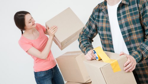 Removal van and packing boxes for a Carshalton home move