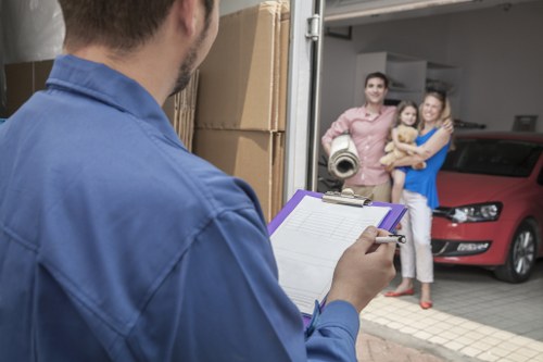 Office furniture being moved safely between Carshalton premises