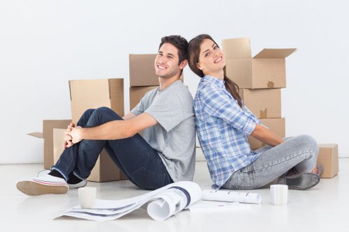Packed moving boxes and household items ready for transport