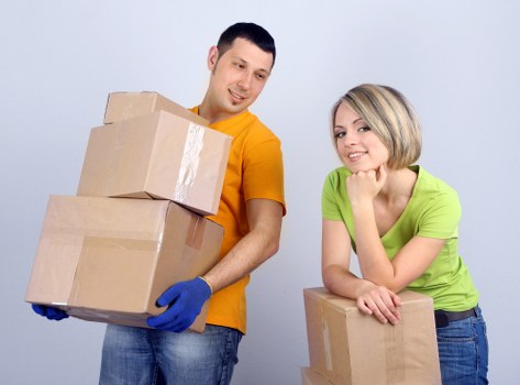 Packed household goods ready for transport in Carshalton