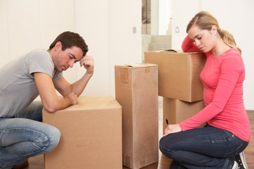 Furniture and boxes being loaded into a moving van in Carshalton