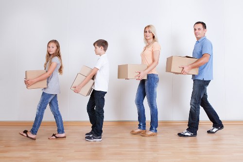 Household items being loaded for a van move
